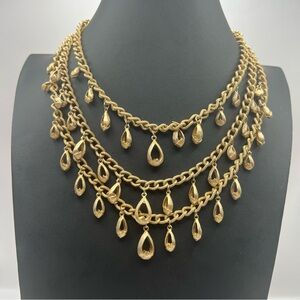 Stunning Multistrand Gold Tone Vintage Marboux Necklace with Dangle Accents